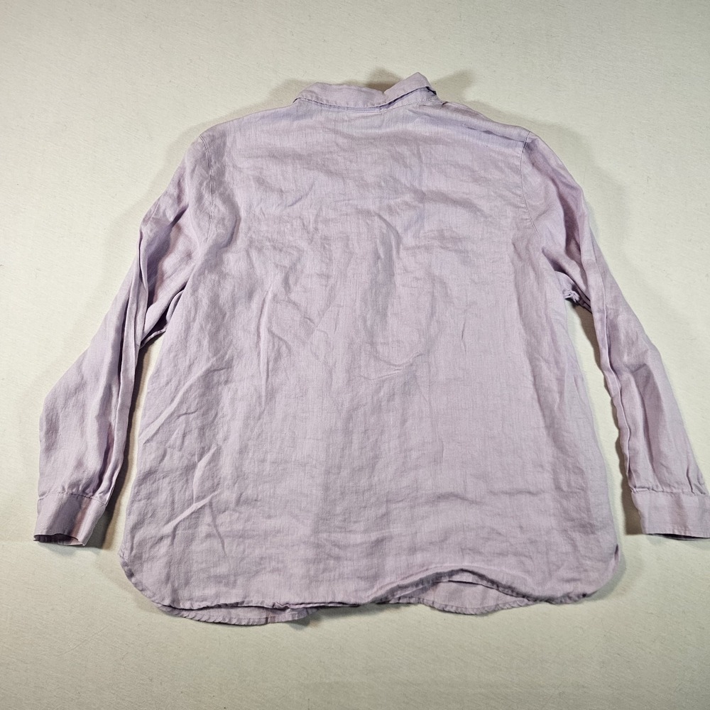 J Jill Blouse Love Linen Button Down Lagenlook Womens Large Petite Lavender - Picture 3 of 7